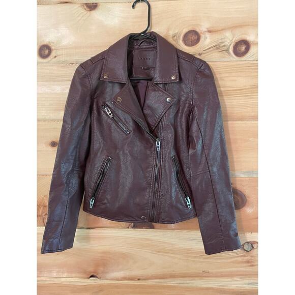 Blank NYC Faux leather motor biker jacket. Deep purple/Wine color. womens xs - Picture 1 of 8